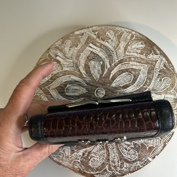 BRIGHTON SOFT LEATHER BLACK/BROWN WOVEN DESIGN WALLET - Picture 13 of 16